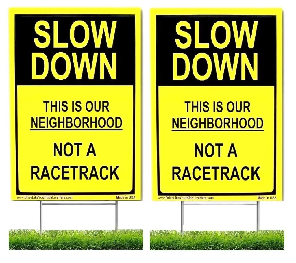 Racetrack -yellow yard sign 2 pack